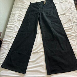 J.Crew Camp Pocket Wide Leg Pants Womens 25 Black Cotton Relaxed High Rise NWT